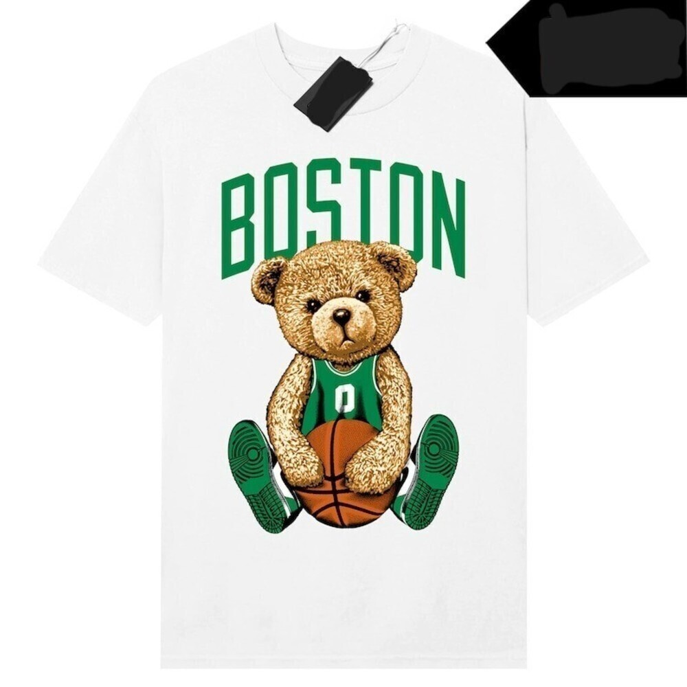 Boston Tatum Ballin Bear Basketball White Youth Tshirt